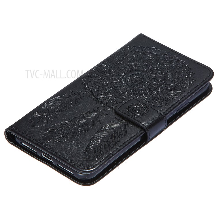 Imprint Dream Catcher PU Leather Wallet Stand Phone Cover for iPhone XS Max 6.5 inch - Black-8