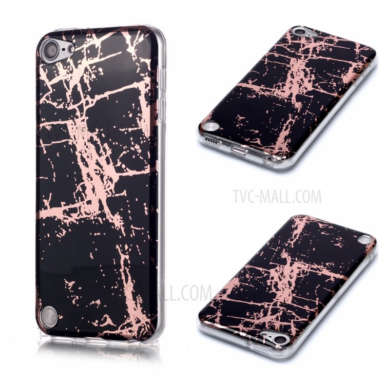 Marble Pattern Electroplating IMD TPU Back Case for iPod Touch 5 - Black-1