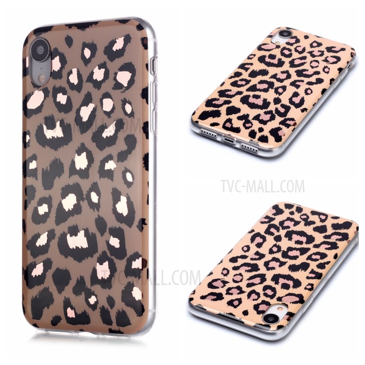 Marble Pattern Rose Gold Electroplating IMD TPU Case for iPhone XR 6.1 inch - Leopard Texture-1