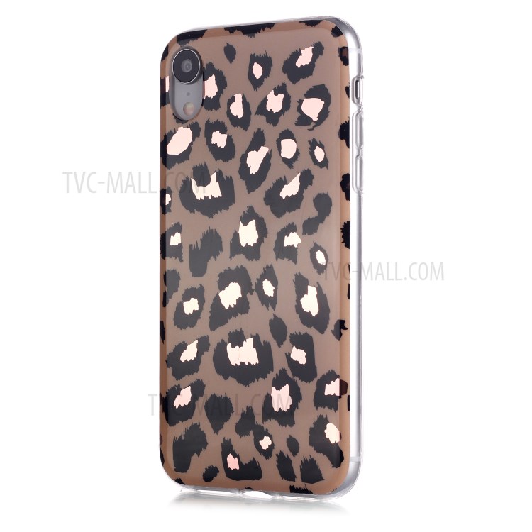 Marble Pattern Rose Gold Electroplating IMD TPU Case for iPhone XR 6.1 inch - Leopard Texture-2