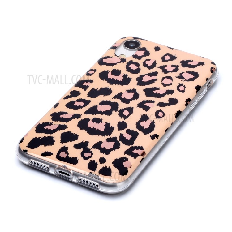 Marble Pattern Rose Gold Electroplating IMD TPU Case for iPhone XR 6.1 inch - Leopard Texture-3