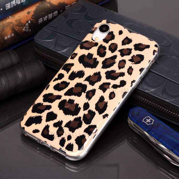 Marble Pattern Rose Gold Electroplating IMD TPU Case for iPhone XR 6.1 inch - Leopard Texture-5