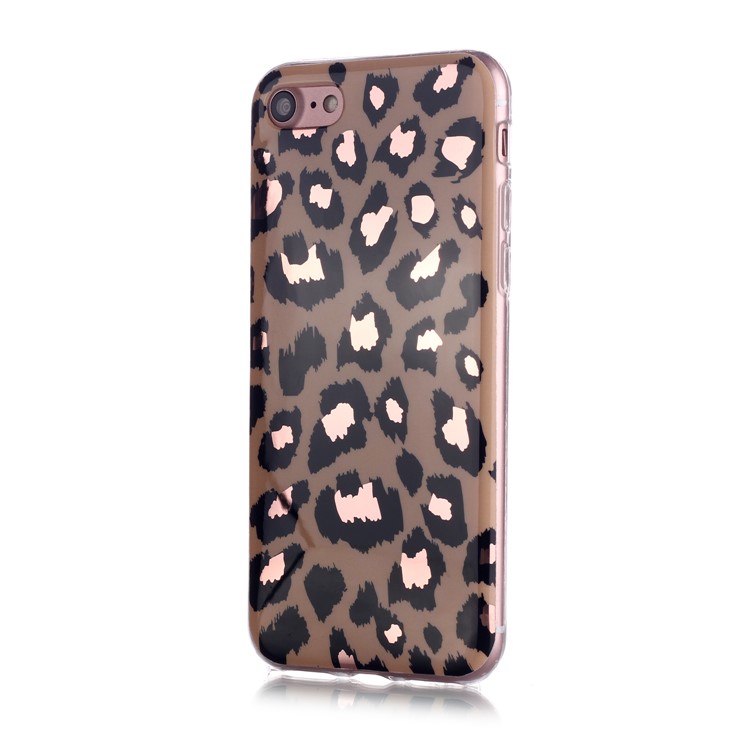 Marble Pattern Rose Gold Electroplating IMD TPU Case Shell for iPhone SE 2nd Gen (2020)/7/8 4.7-inch - Leopard Texture-2