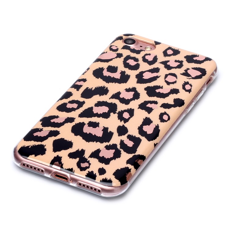 Marble Pattern Rose Gold Electroplating IMD TPU Case Shell for iPhone SE 2nd Gen (2020)/7/8 4.7-inch - Leopard Texture-3