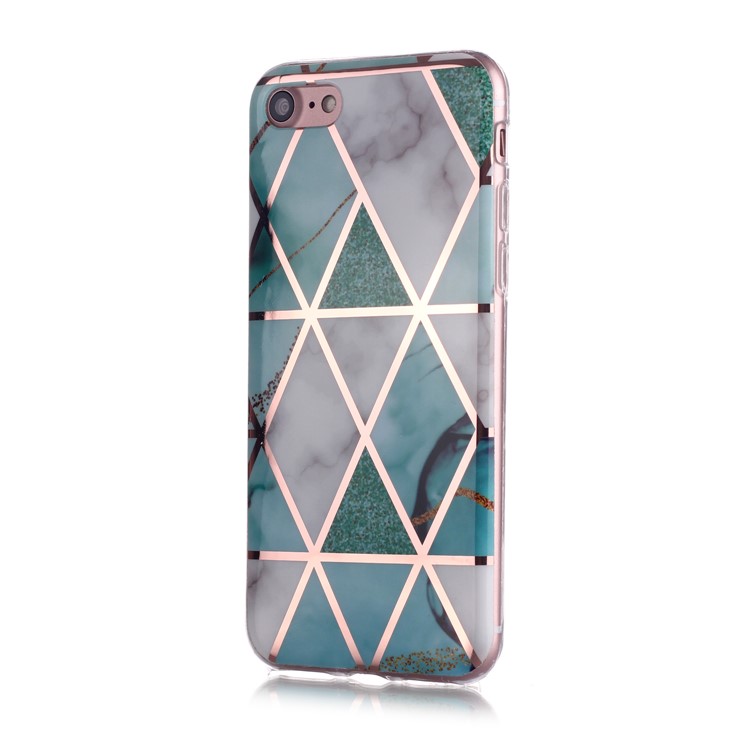 Marmo Modello Oro Rosa Placcante Cassa Di Coperture IMD TPU Per Iphone 8/7 - Bianca / Ciano-2