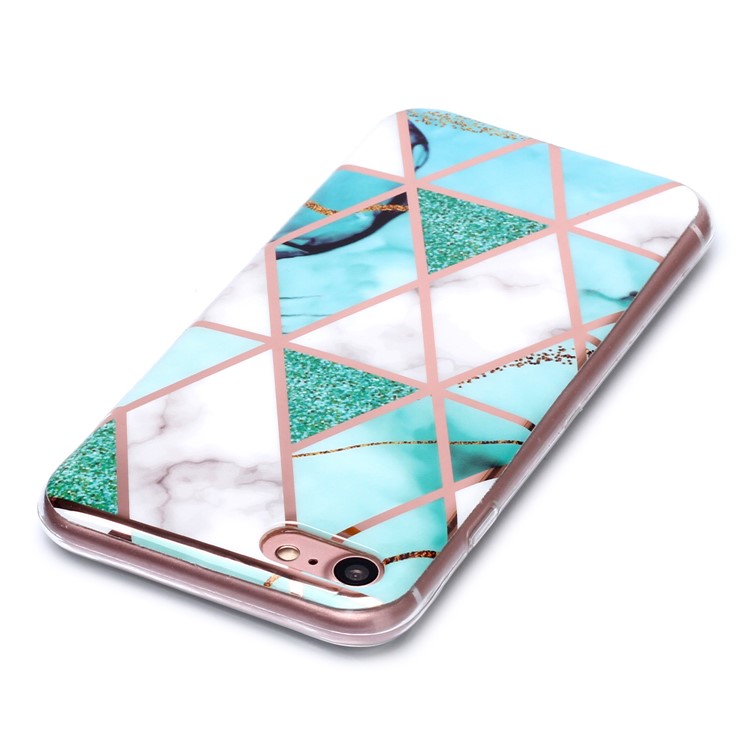 Marmo Modello Oro Rosa Placcante Cassa Di Coperture IMD TPU Per Iphone 8/7 - Bianca / Ciano-4