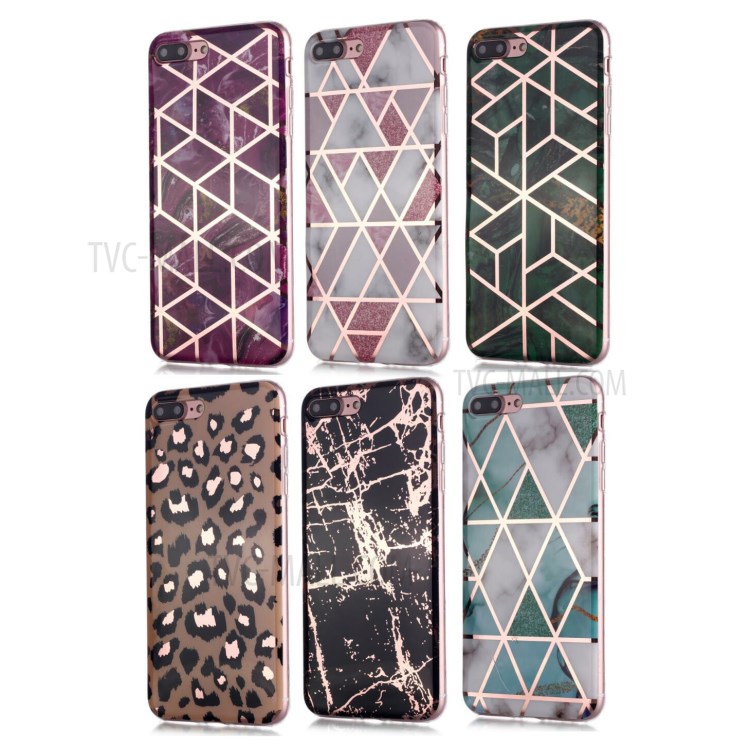 Marble Pattern Rose Gold Electroplating IMD TPU Case Shell for iPhone 8 Plus / 7 Plus - Rose-6