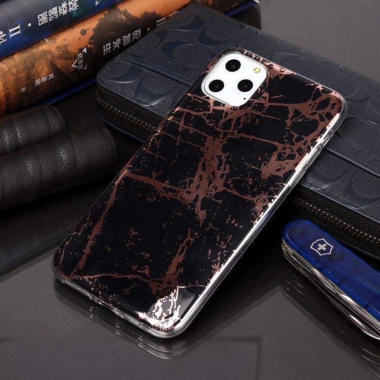 Marble Pattern Rose Gold Electroplating IMD TPU Case for iPhone 11 Pro Max 6.5 inch - Black-5