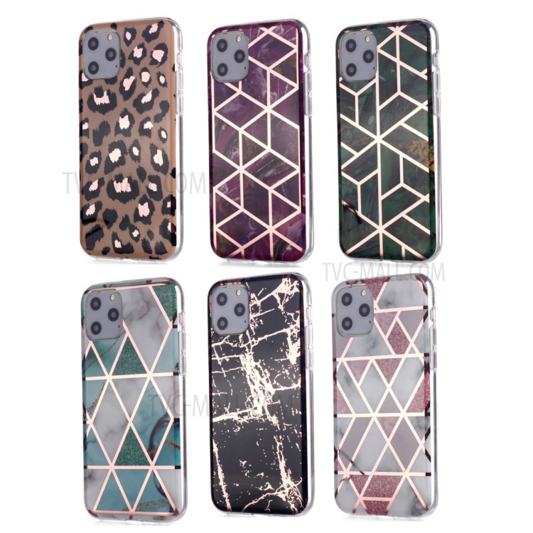 Marble Pattern Rose Gold Electroplating IMD TPU Case for iPhone 11 Pro Max 6.5 inch - Black-6