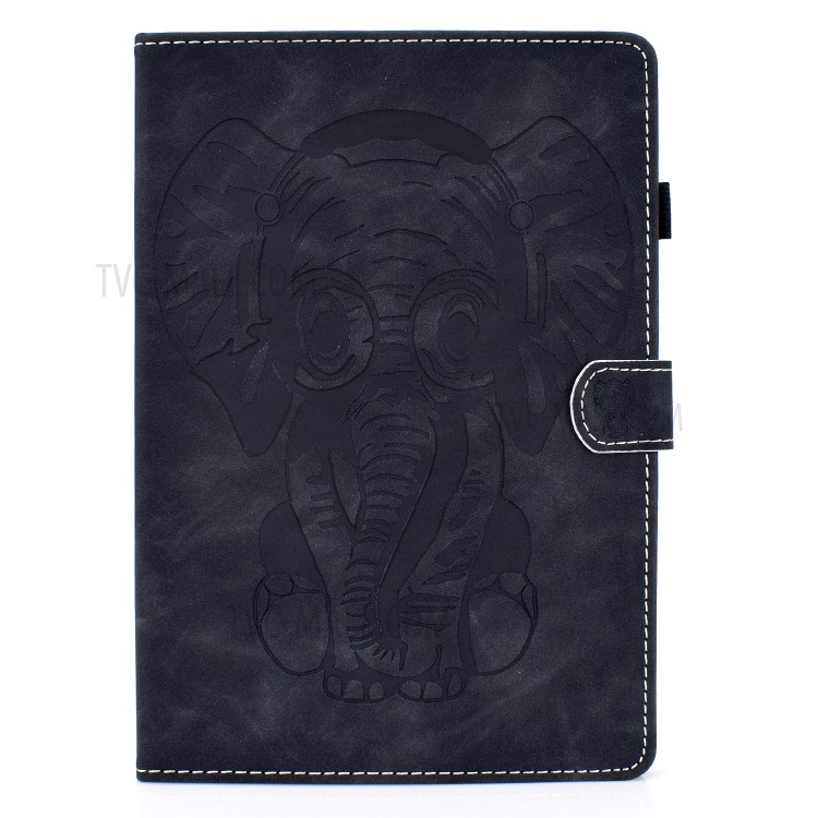 Imprint Elephant Card Slots Leather Stand Tablet Case for iPad 9.7-inch (2018)/(2017)/Air (2013)/Air 2 - Black-3