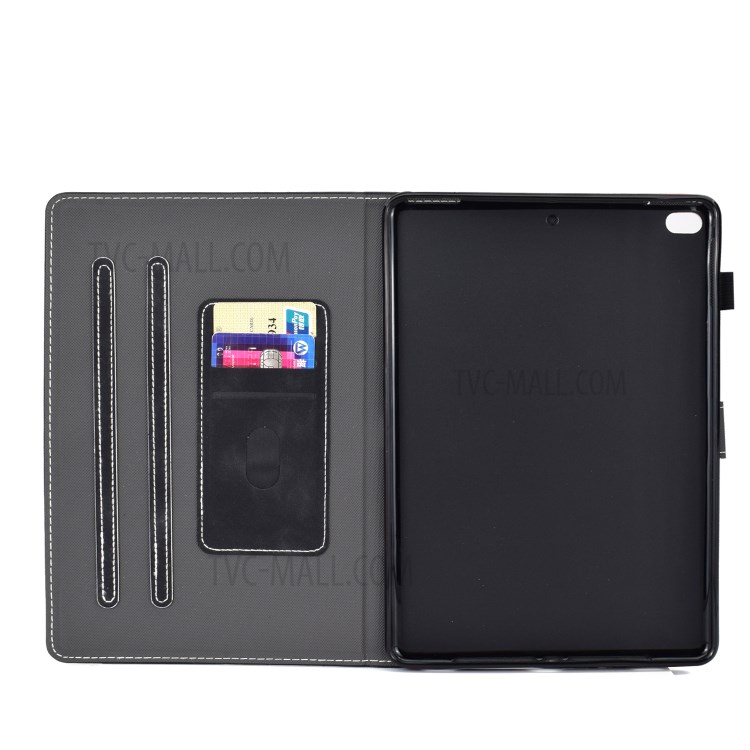 Imprint Elephant Card Slots Leather Stand Tablet Case for iPad 9.7-inch (2018)/(2017)/Air (2013)/Air 2 - Black-4