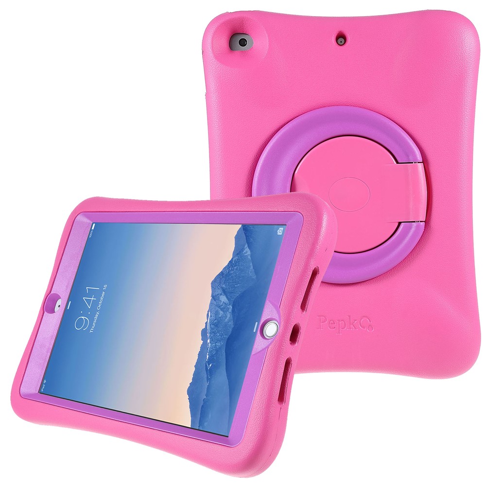 PEPKOO Shock-proof 360° Swivel Kickstand EVA Tablet Case for iPad 10.2 (2020)/(2019) - Pink