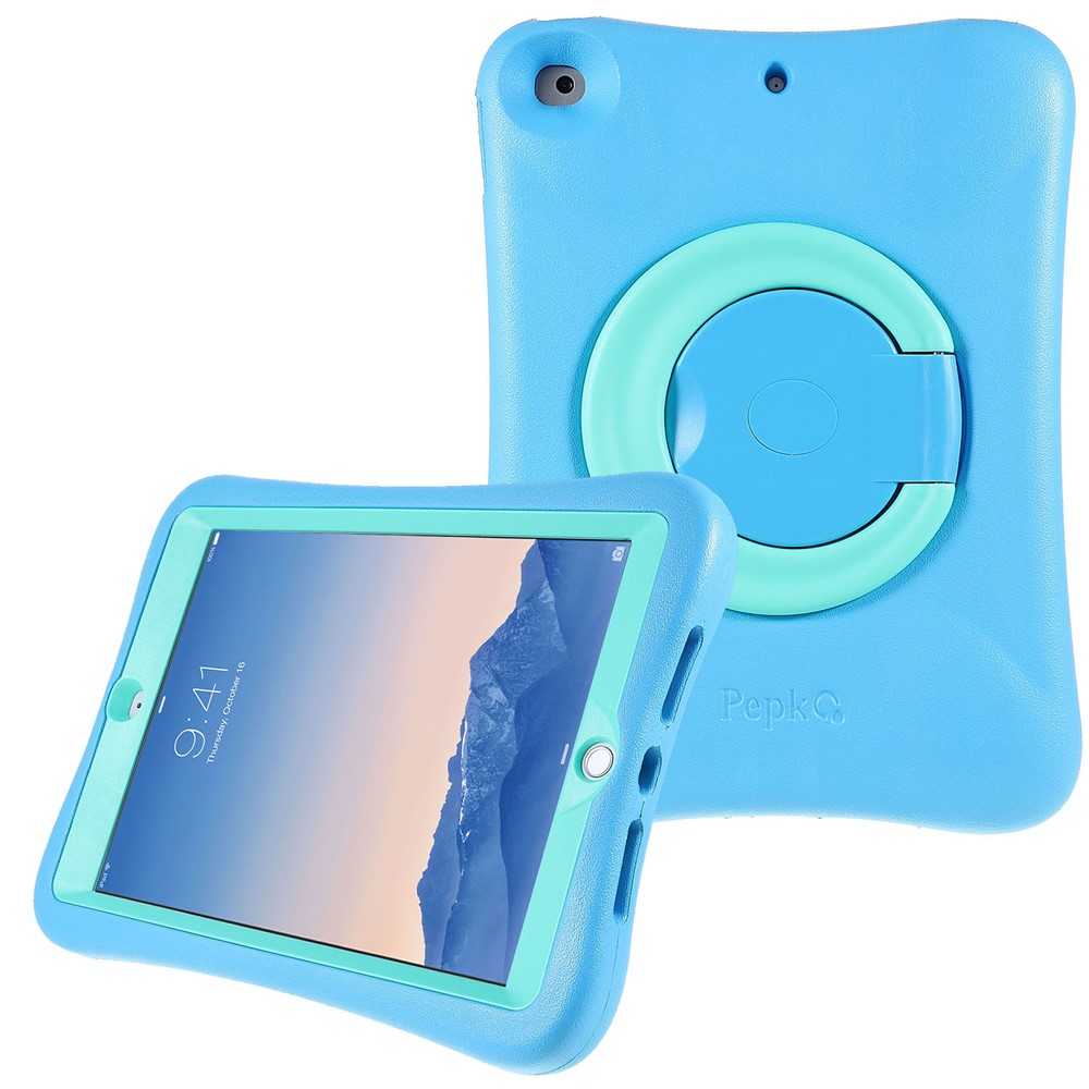 PEPKOO Shock-proof 360° Swivel Kickstand EVA Tablet Case for iPad 10.2 (2020)/(2019) - Sky Blue