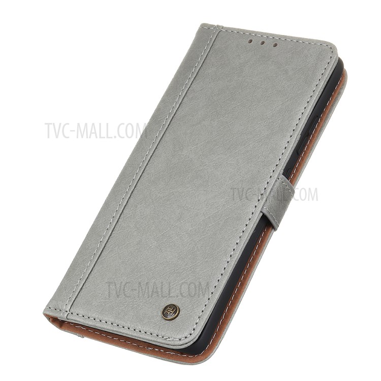 Rhino Texture Wallet Stand Leather Flip Case for iPhone 11 6.1-inch - Grey-3