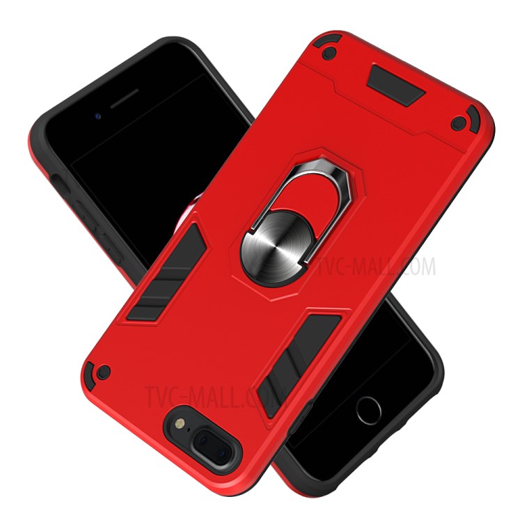 Detachable 2-in-1 Plastic + TPU Hybrid Case with Rotating Kickstand for iPhone 7 Plus/8 Plus 5.5 inch - Red-2