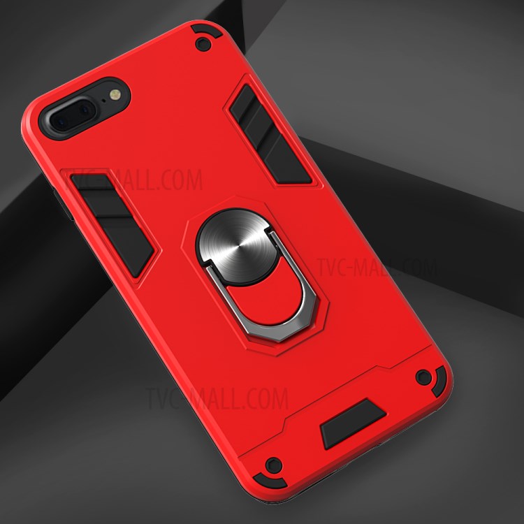 Detachable 2-in-1 Plastic + TPU Hybrid Case with Rotating Kickstand for iPhone 7 Plus/8 Plus 5.5 inch - Red-4