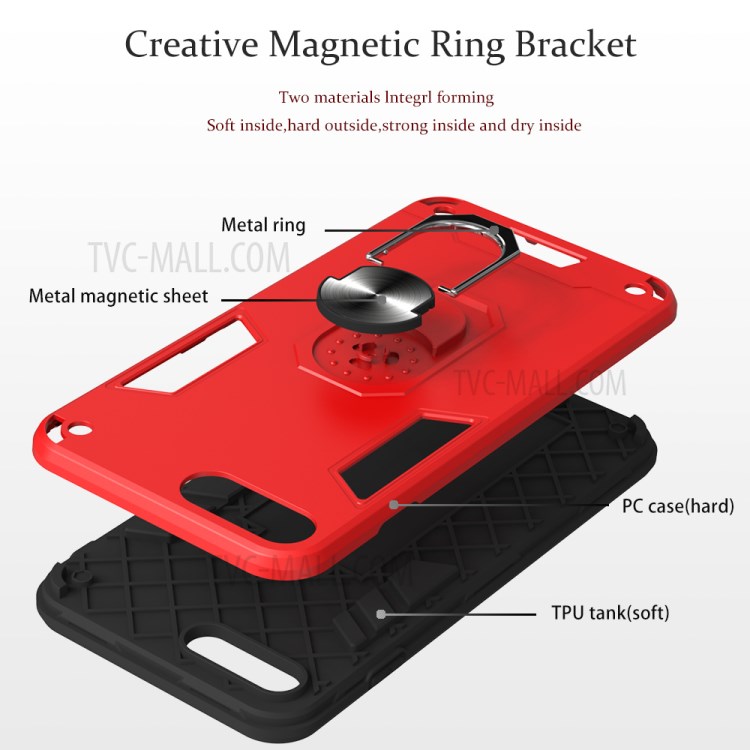 Detachable 2-in-1 Plastic + TPU Hybrid Case with Rotating Kickstand for iPhone 7 Plus/8 Plus 5.5 inch - Red-6