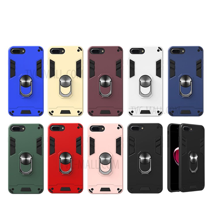 Detachable 2-in-1 Plastic + TPU Hybrid Case with Rotating Kickstand for iPhone 7 Plus/8 Plus 5.5 inch - Red-8