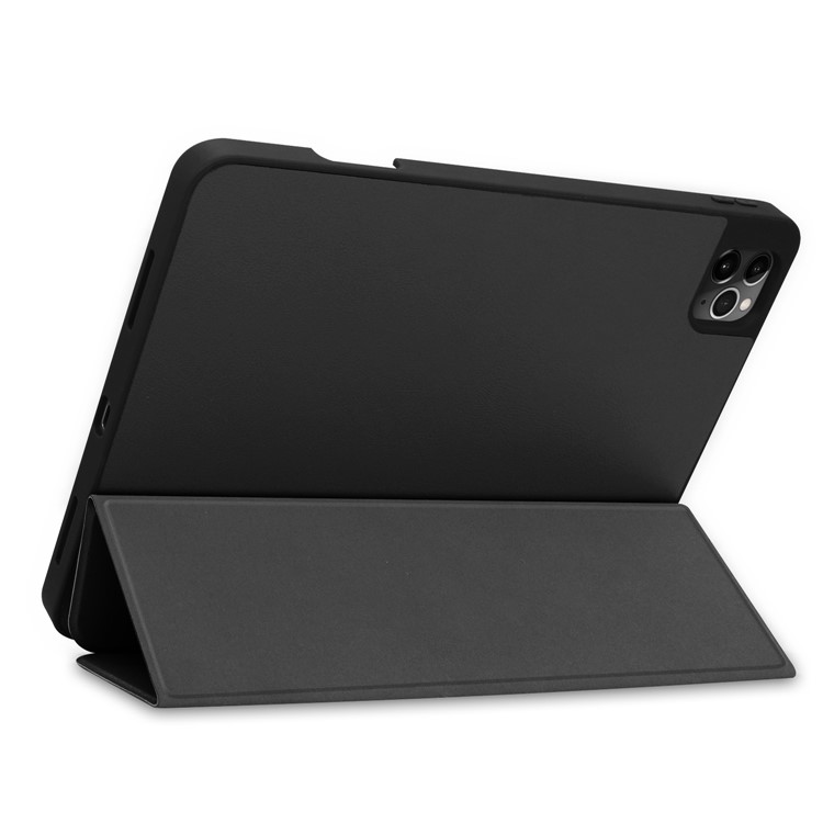 Tri-fold Stand Leather Tablet Stylish Case with Pen Slot for iPad Pro 11-inch (2020) - Black-7