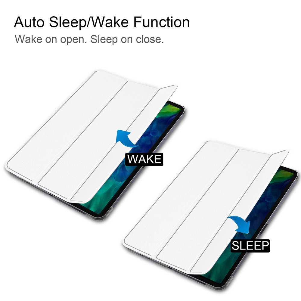 Dreifache Lederständer Einfache Stil Wake / Sleep Case Für IPad Pro 11-Zoll (2020) / (2018) - Weiß-2