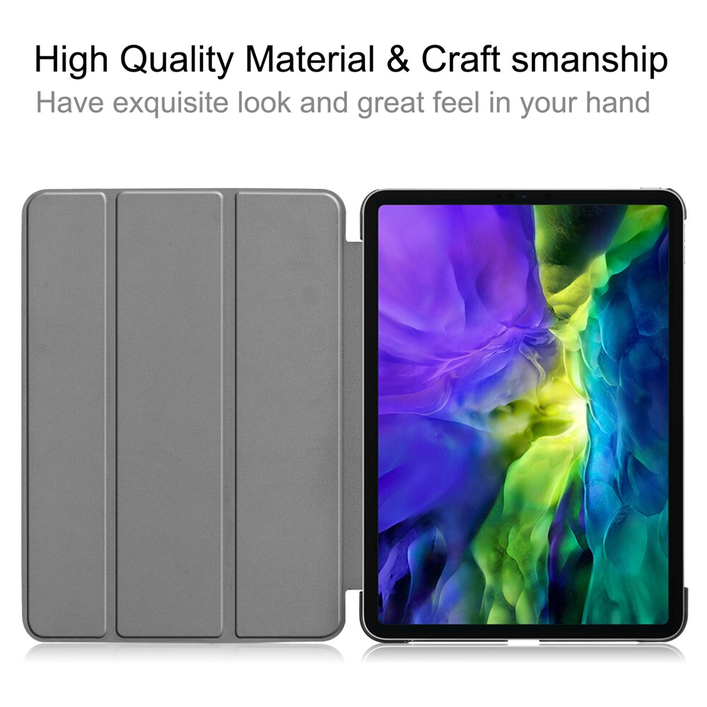 Dreifache Lederständer Einfache Stil Wake / Sleep Case Für IPad Pro 11-Zoll (2020) / (2018) - Weiß-6