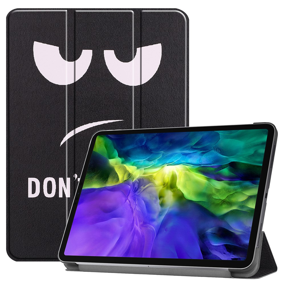 Printing Surface Tri-fold Stand Leather Smart Case for iPad Pro 11-inch (2022) / (2021) / (2020) / (2018) Tablet Cover - Don't Touch Me