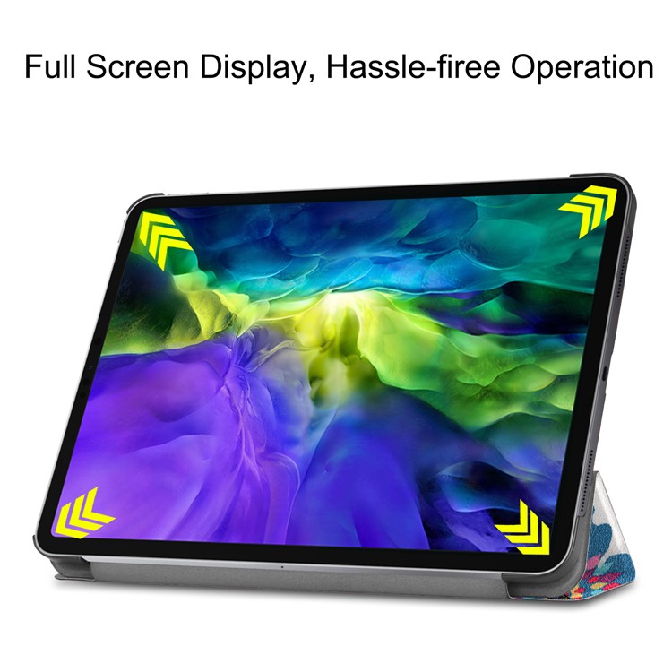 Druckoberfläche Dreifachfalz Stand Leder Intelligenter Fall Für Ipad Pro 11-Zoll (2020) - Schmetterlinge Und Blumen-4