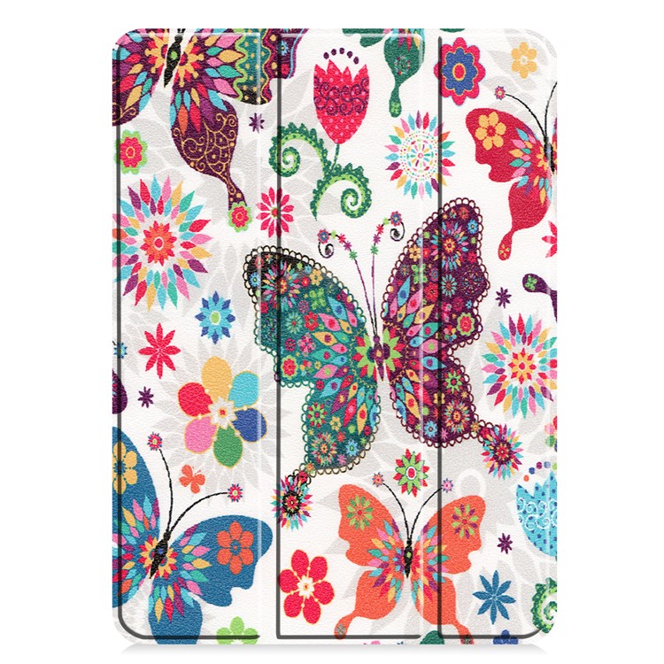 Druckoberfläche Dreifachfalz Stand Leder Intelligenter Fall Für Ipad Pro 11-Zoll (2020) - Schmetterlinge Und Blumen-7
