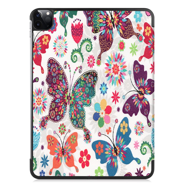 Druckoberfläche Dreifachfalz Stand Leder Intelligenter Fall Für Ipad Pro 11-Zoll (2020) - Schmetterlinge Und Blumen-8