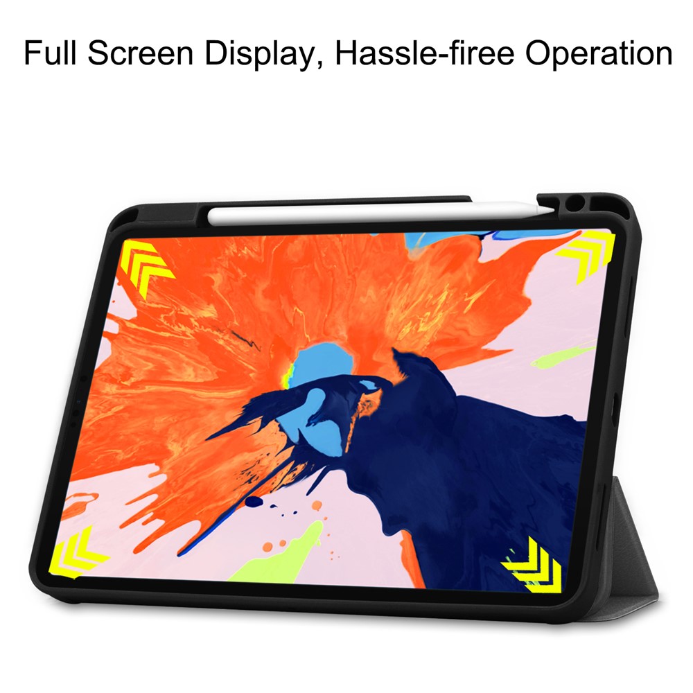 Für IPad Pro 12,9-Zoll (2020) / (2018) Tri-Fold-Stand-Leder-Smart Case Mit Stiftschlitz - Grau-4