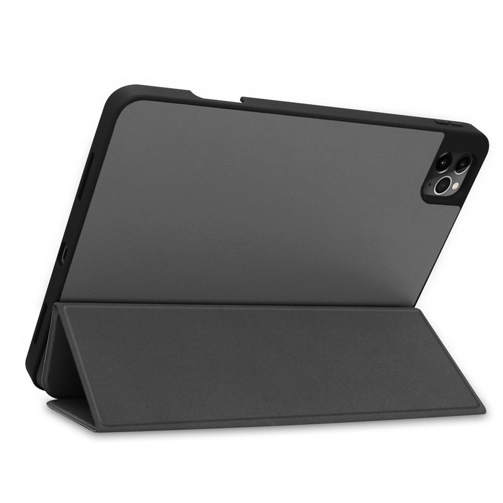 Für IPad Pro 12,9-Zoll (2020) / (2018) Tri-Fold-Stand-Leder-Smart Case Mit Stiftschlitz - Grau-7