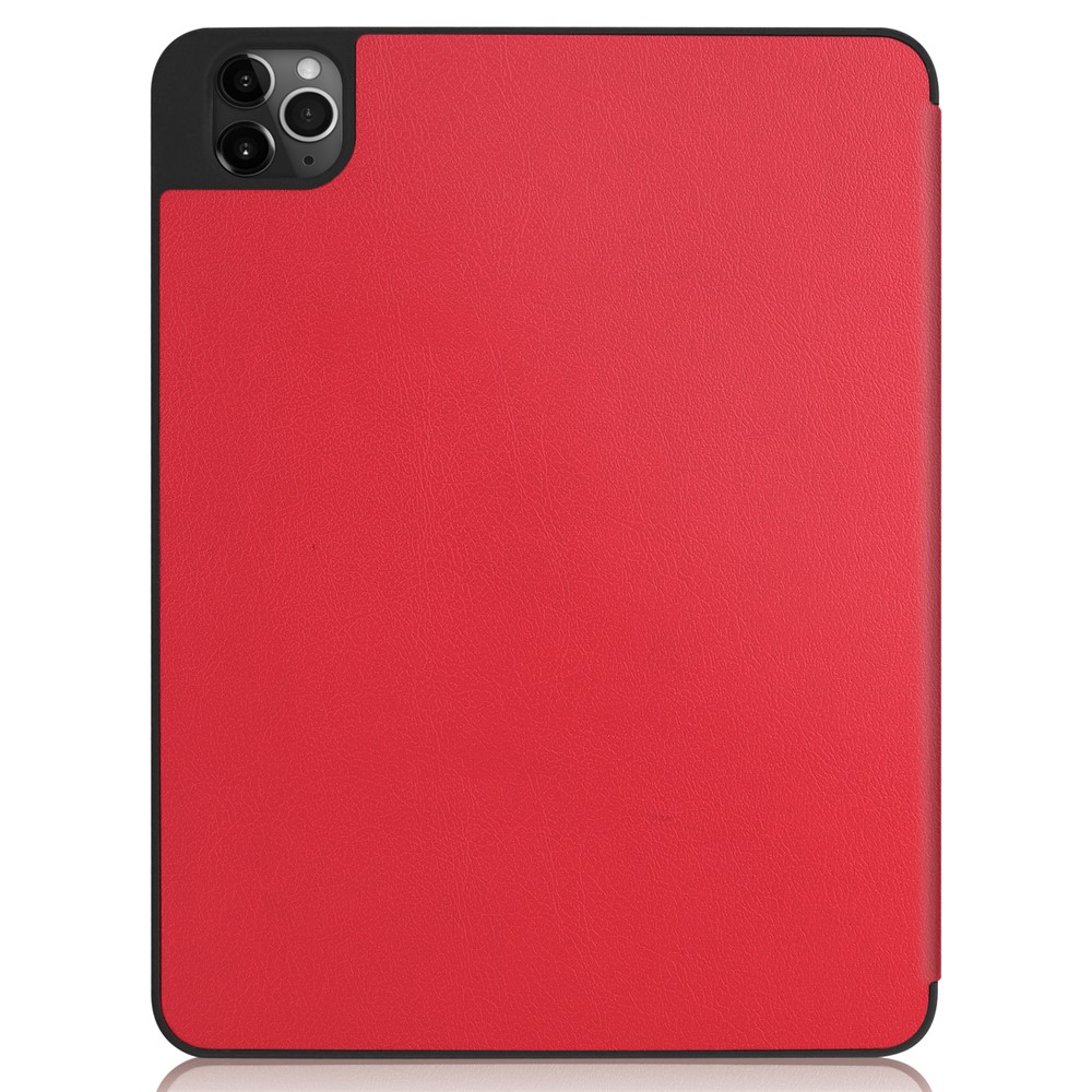 Pour IPad Pro 12,9 Pouces (2020) Trois Fois Avec Étui En Cuir Élégant Stand Avec Fente Pour Stylo - Rouge-8