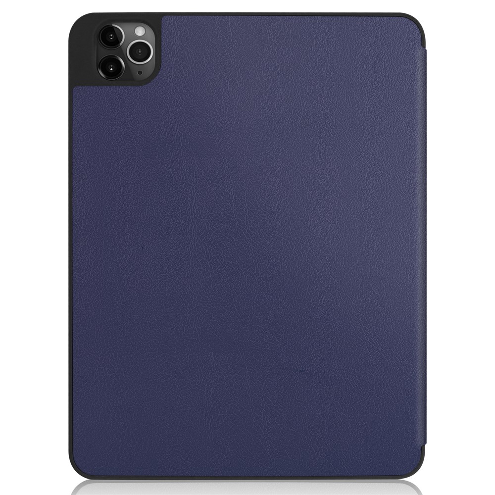 Pour IPad Pro 12,9 Pouces (2020) Trois Fois Avec Étui En Cuir Élégant Stand Avec Fente Pour Stylo - Bleu Foncé-8