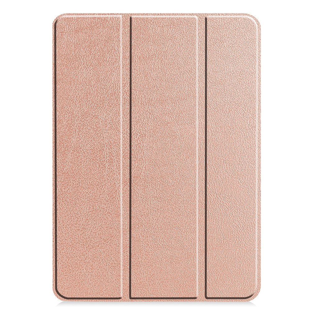Cuir Stand Trois Volets Support Intelligent Cas Crayon De Pomme De Charge Pour IPad Pro 12,9 Pouces (2020) - Or Rose-7