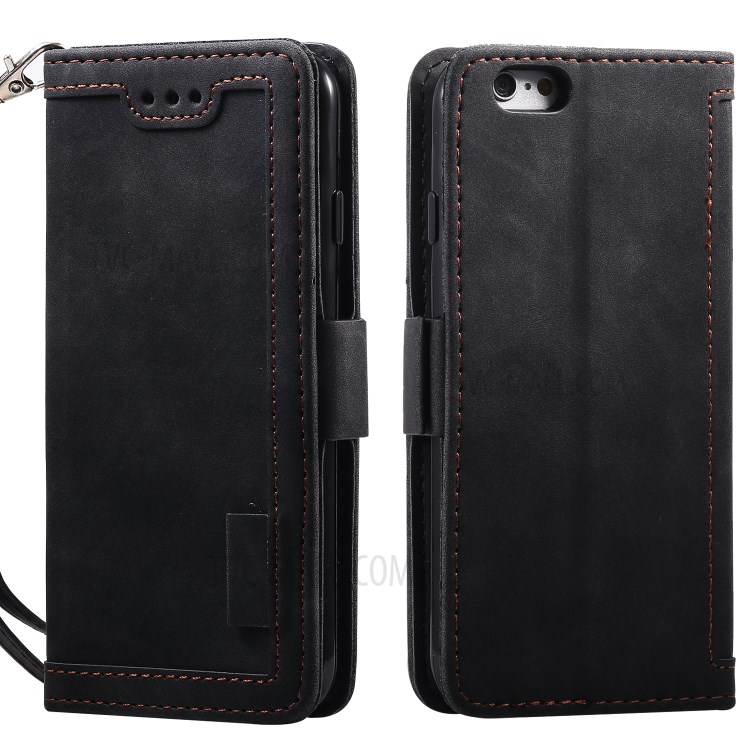 Retro Splicing Style Wallet Stand Leather Phone Cover for iPhone 6/6s 4.7-inch - Black-2