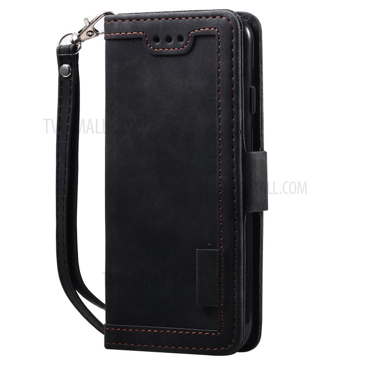 Retro Splicing Style Wallet Stand Leather Phone Cover for iPhone 6/6s 4.7-inch - Black-4