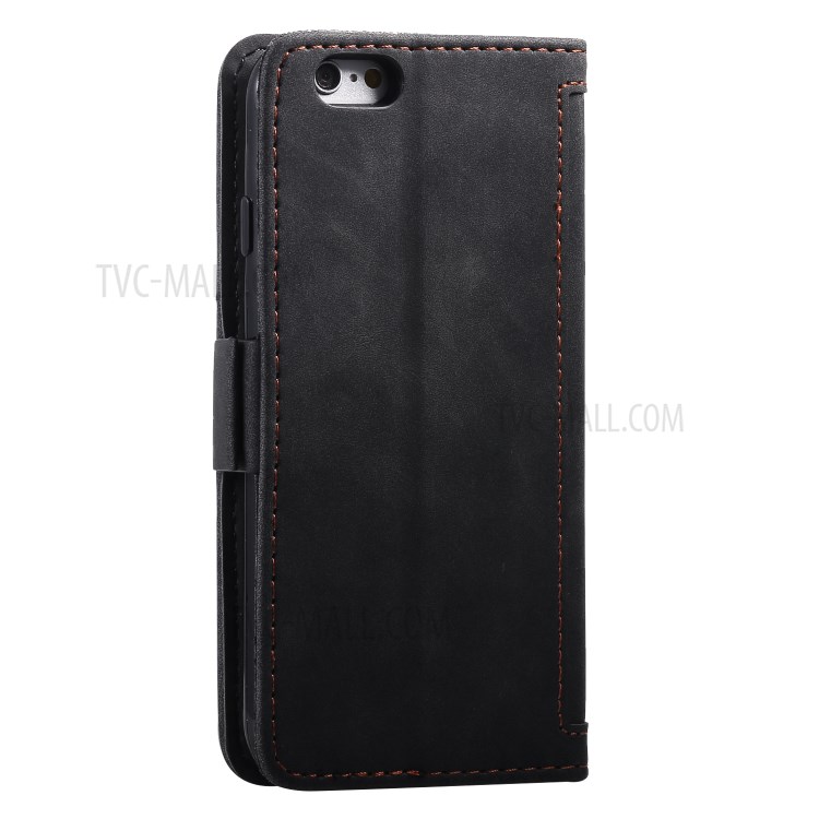 Retro Splicing Style Wallet Stand Leather Phone Cover for iPhone 6/6s 4.7-inch - Black-5