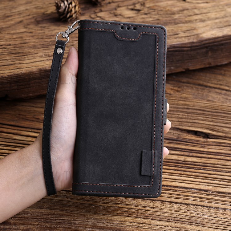 Retro Splicing Style Wallet Stand Leather Phone Cover for iPhone 6/6s 4.7-inch - Black-9