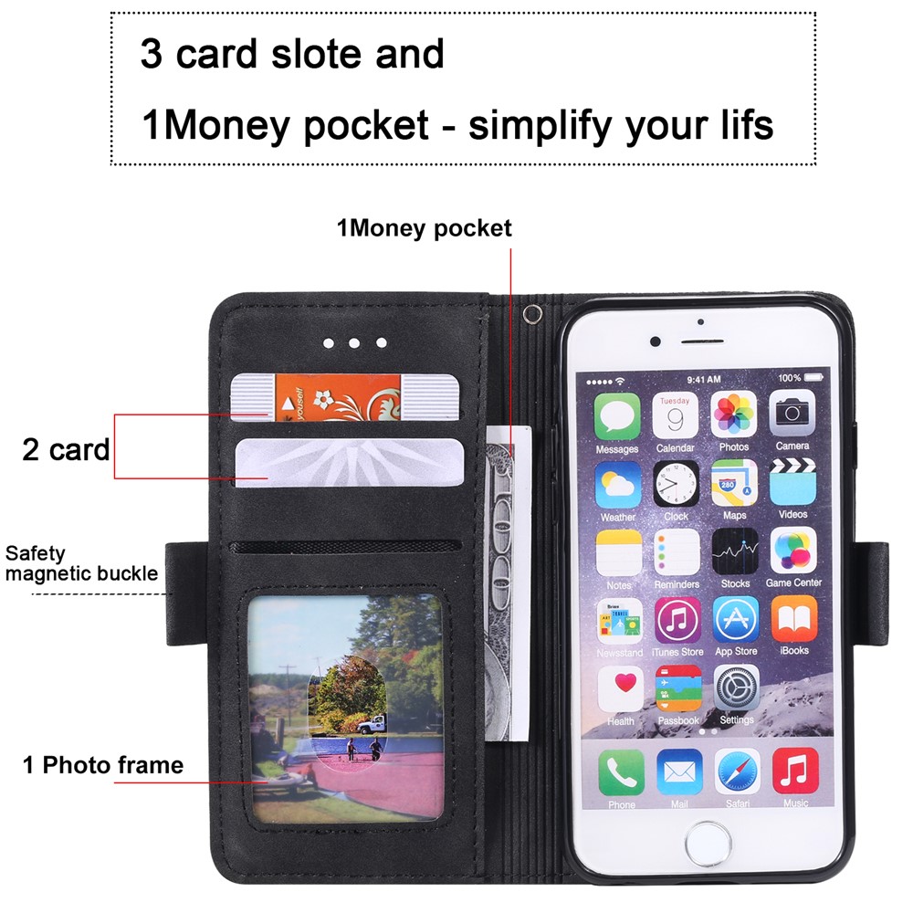 Retro Splicing PU Leather Wallet Magnetic Phone Cover for iPhone 8 / 7 - Black-11
