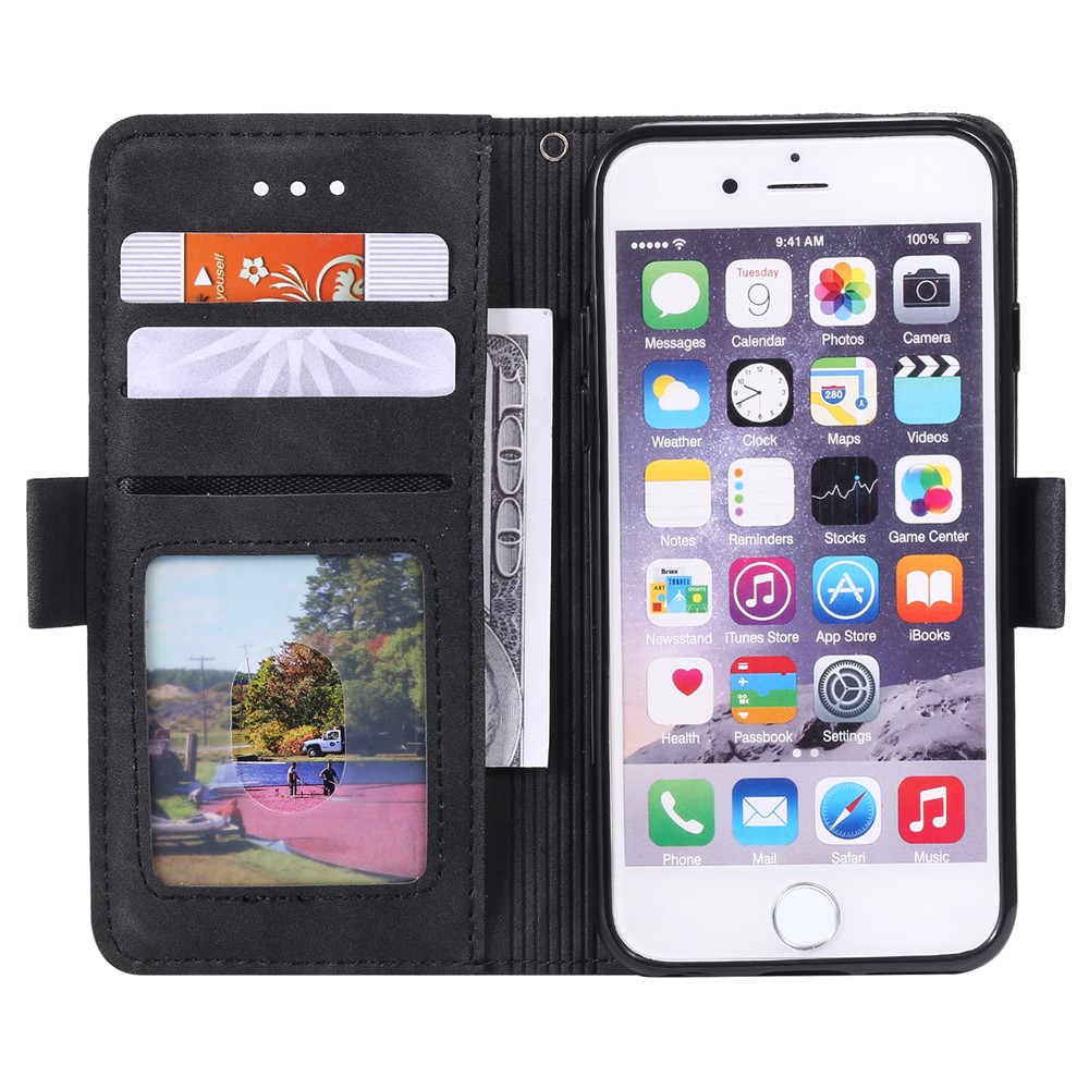 Retro Splicing PU Leather Wallet Magnetic Phone Cover for iPhone 8 / 7 - Black-6