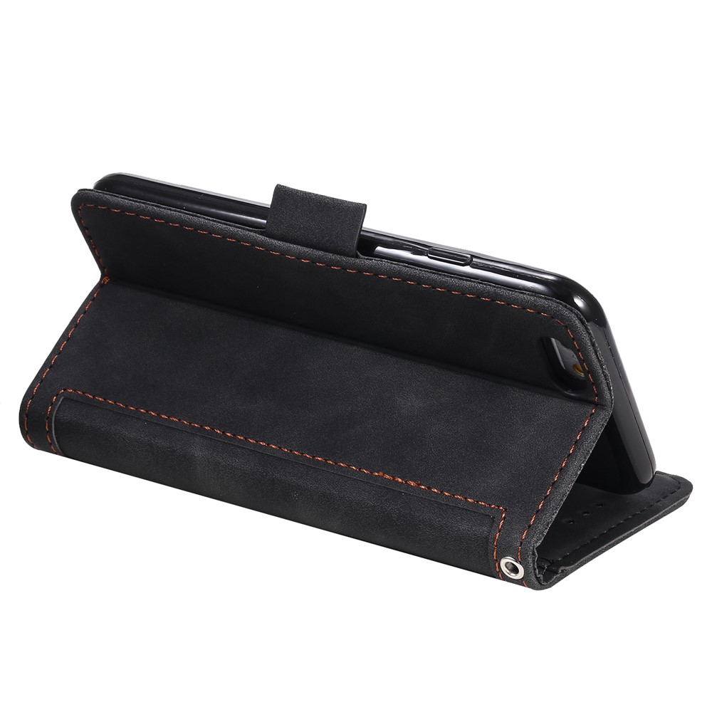 Retro Splicing PU Leather Wallet Magnetic Phone Cover for iPhone 8 / 7 - Black-7