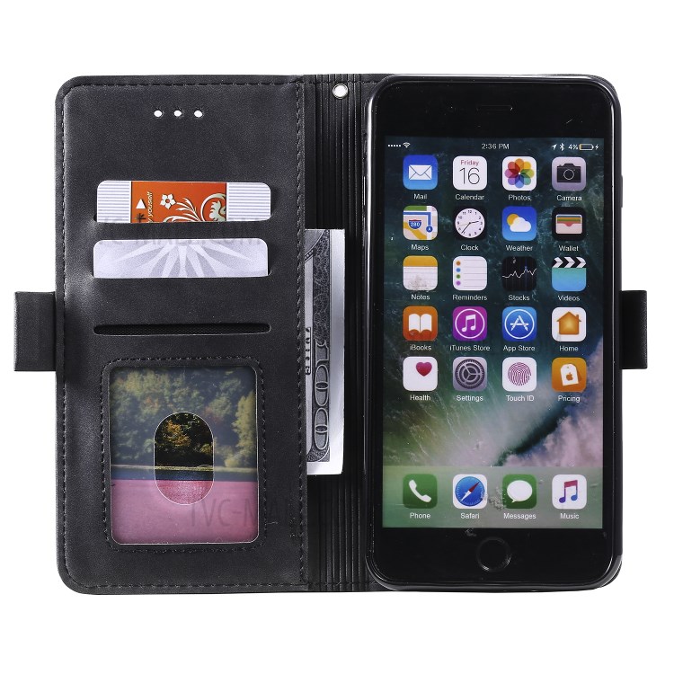 Vintage Splicing Style Wallet Stand Leather Phone Shell for iPhone 7 Plus/8 Plus 5.5 inch - Black-6