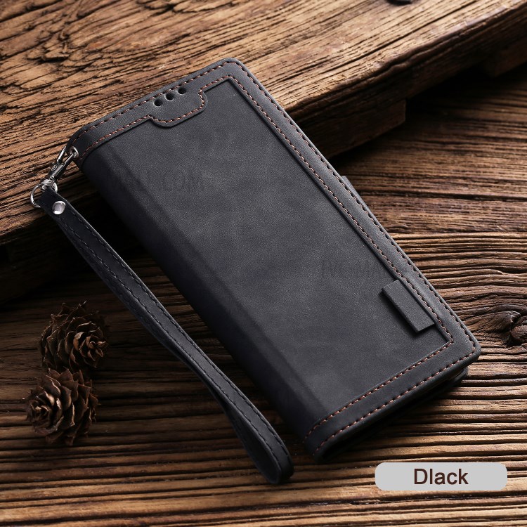 Vintage Splicing Style Wallet Stand Leather Phone Shell for iPhone 7 Plus/8 Plus 5.5 inch -  Black-8