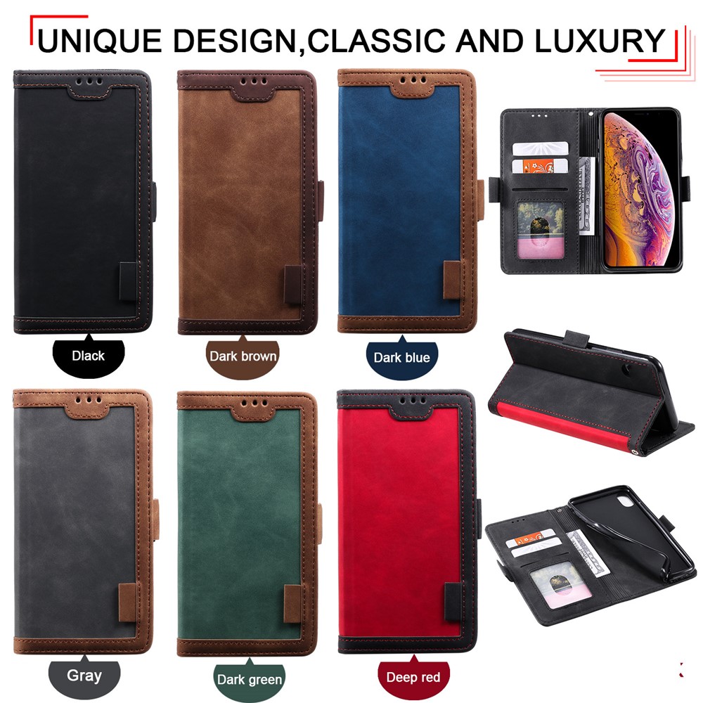 Vintage Splicing Style Wallet Stand Leather Protective Case for iPhone X/XS 5.8 inch - Red-13