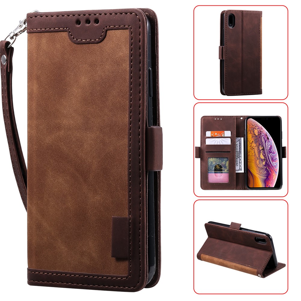 Vintage Splicing Style Wallet Stand Leather Case for iPhone XR 6.1 inch - Brown-1