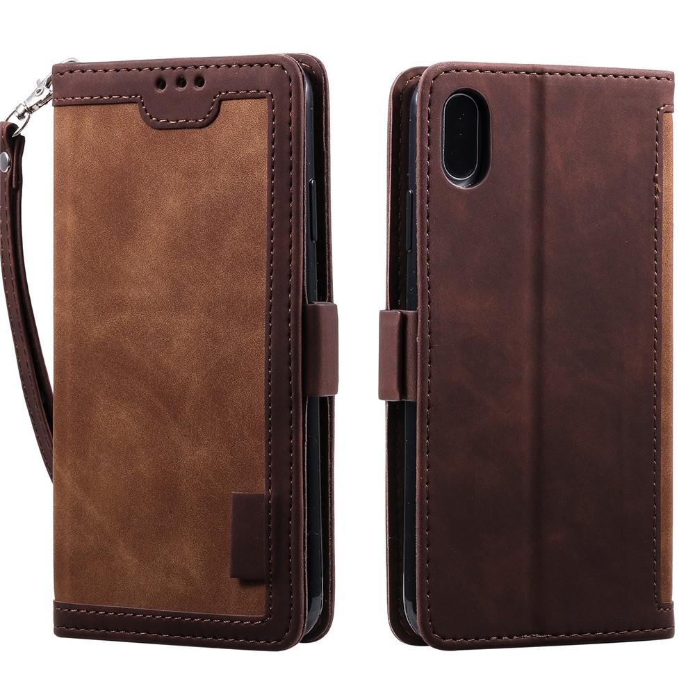 Vintage Splicing Style Wallet Stand Leather Case for iPhone XR 6.1 inch - Brown-2