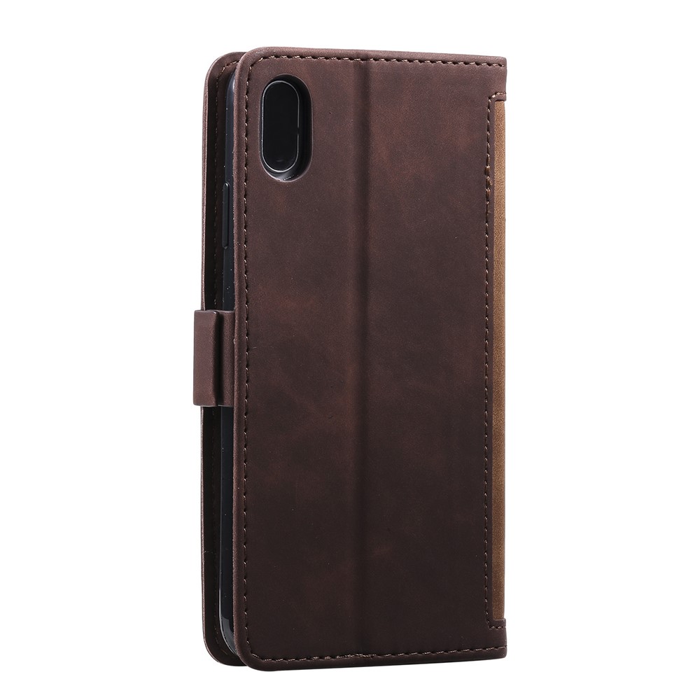 Vintage Splicing Style Wallet Stand Leather Case for iPhone XR 6.1 inch - Brown-5