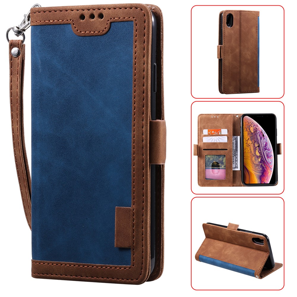 Vintage Splicing Style Wallet Stand Leather Case for iPhone XR 6.1 inch - Blue-1