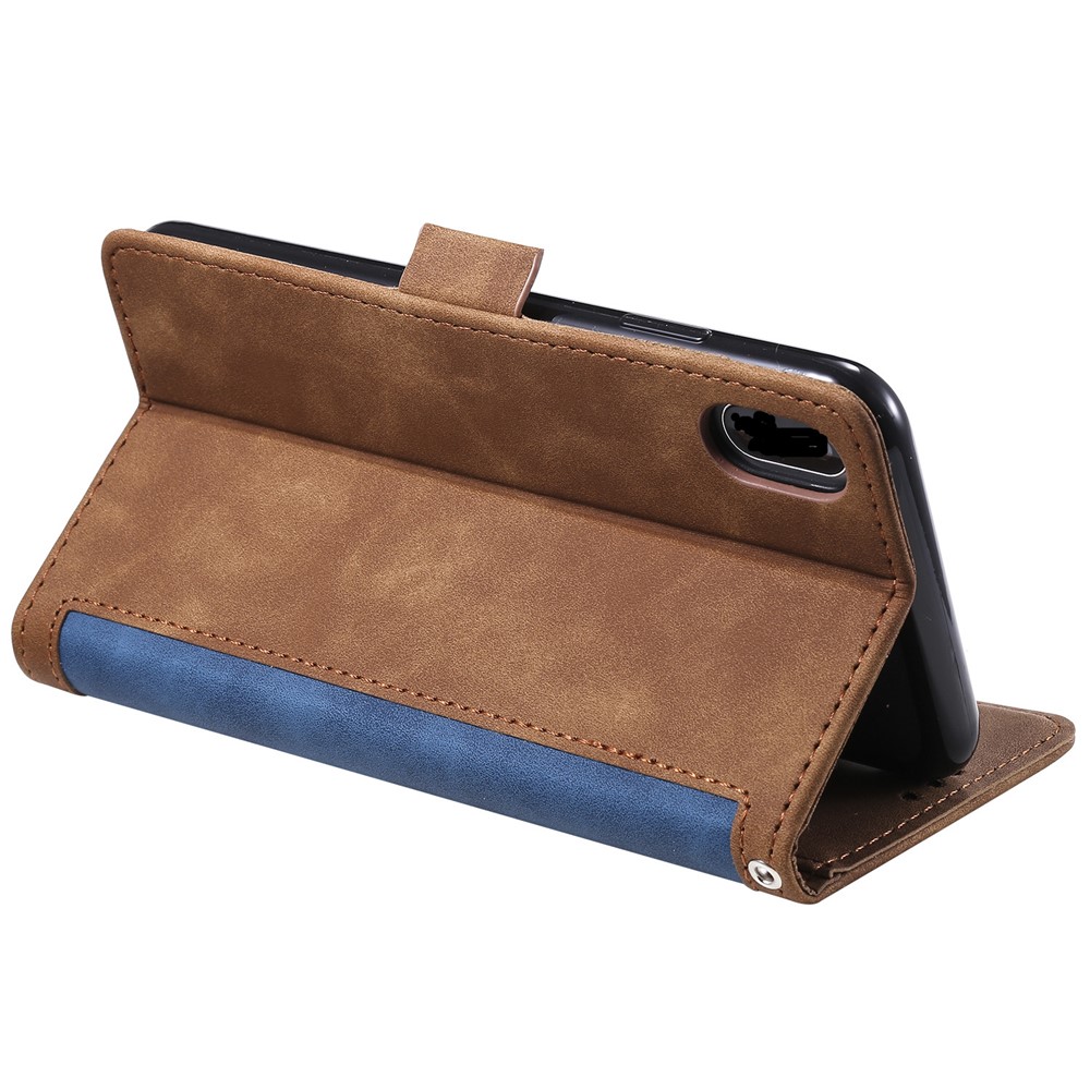 Vintage Splicing Style Wallet Stand Leather Case for iPhone XR 6.1 inch - Blue-7