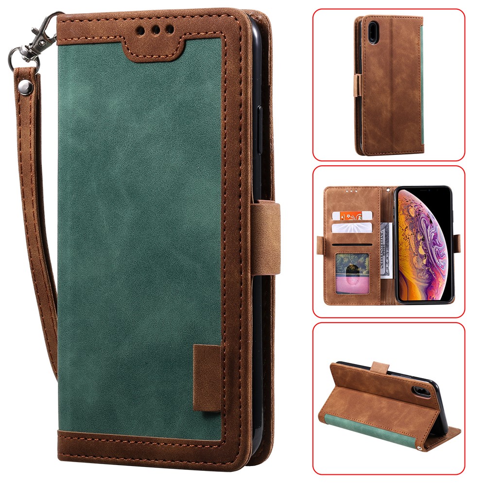 Vintage Splicing Style Wallet Stand Leather Case for iPhone XR 6.1 inch - Green-1
